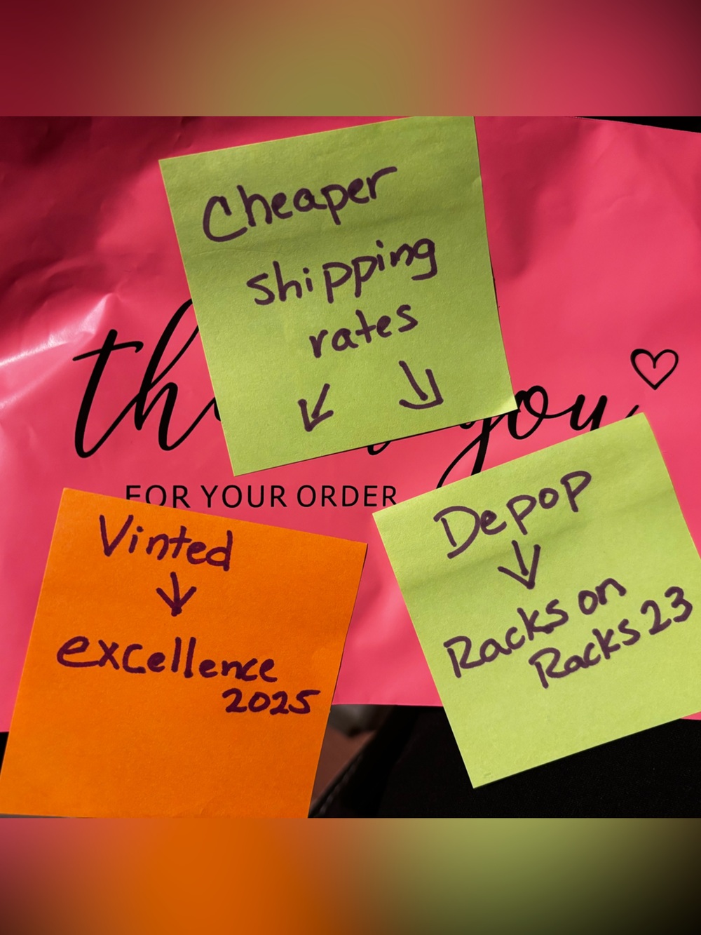 Bright Pink Party Shipping Bag with Sticky Note Accents